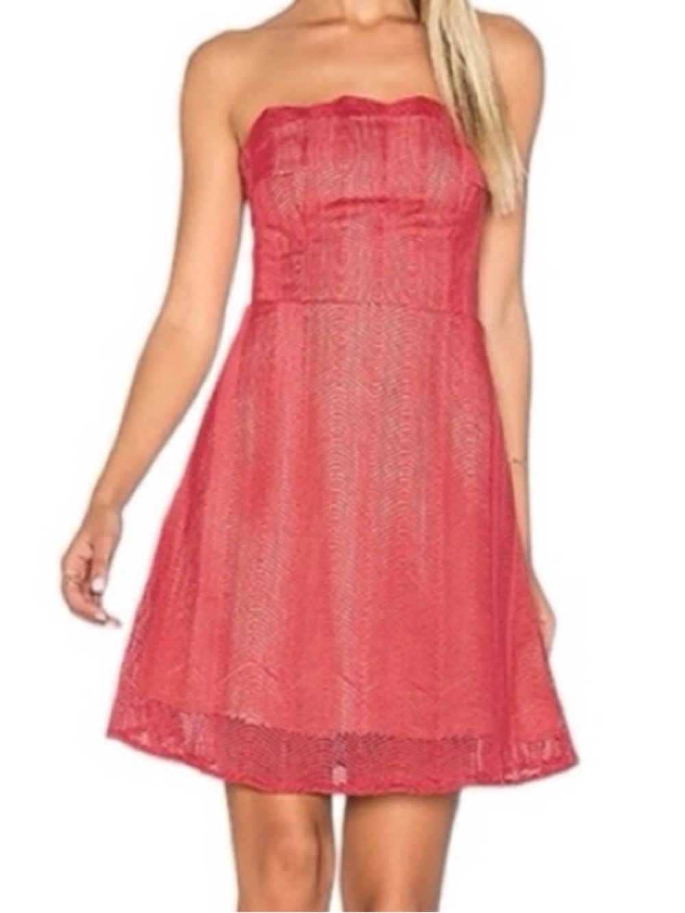 Think Twice Lace Strapless Minidress by KEEPSAKE the Label in Red Ochre size XS